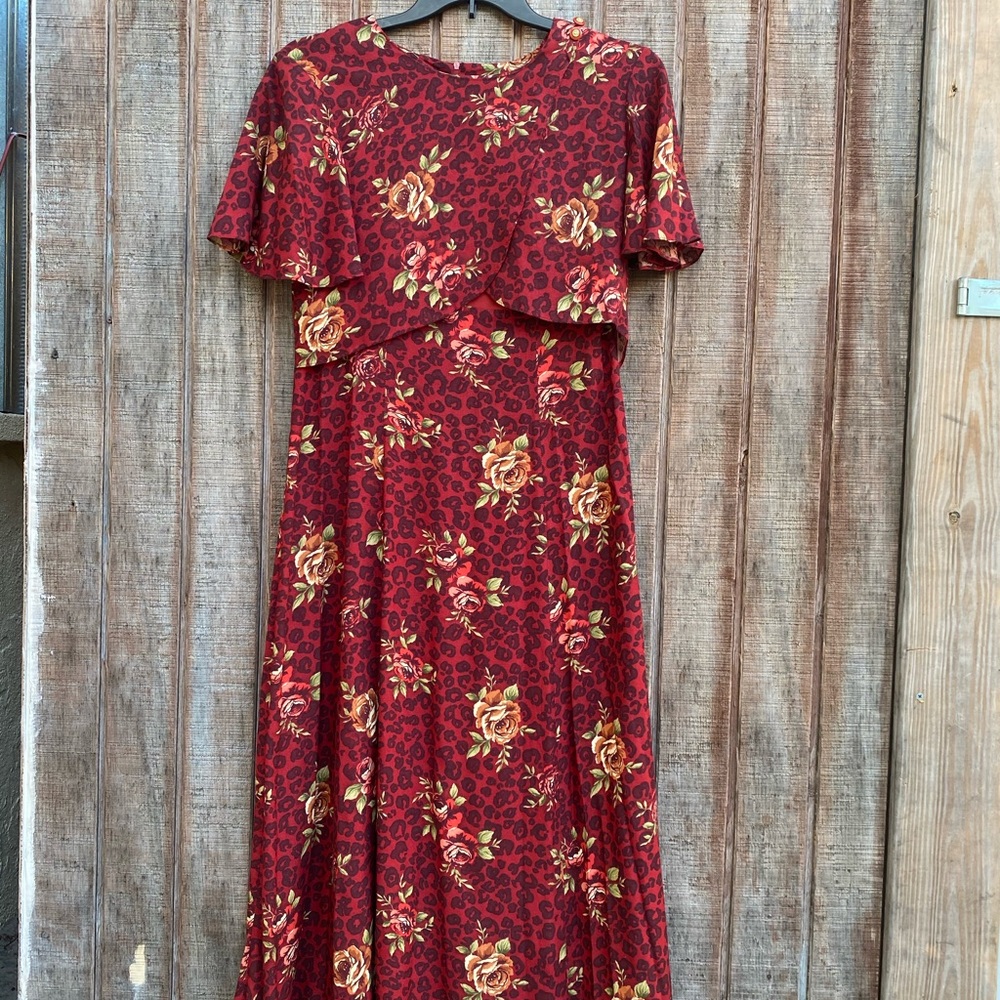 Vintage COCO BLANCO 100% linen maxi floral dress